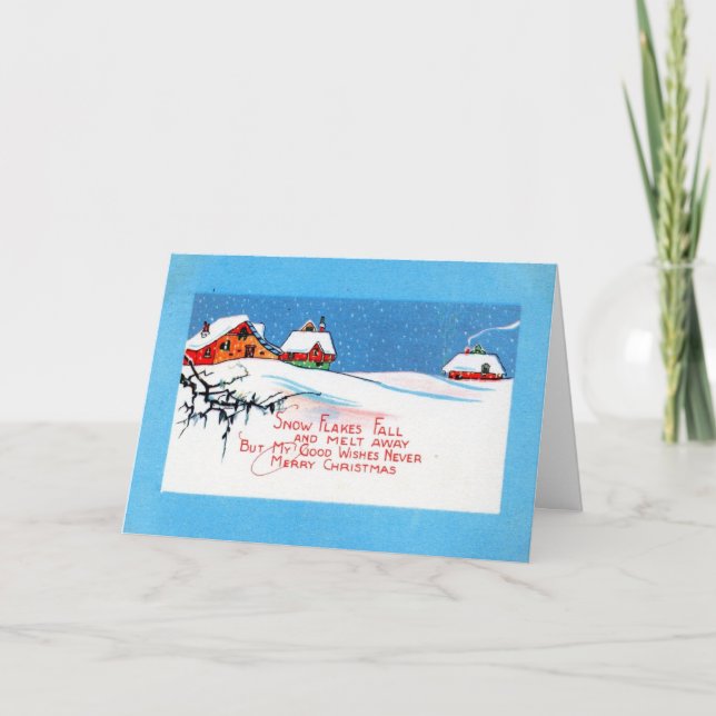 Cartes Pour Fêtes Annuelles La neige s'écaille le cru 1920 de Noël (Devant)