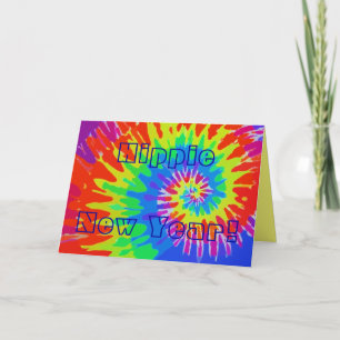 Cartes Pour Fêtes Annuelles La nouvelle année hippie super teignent en nouant