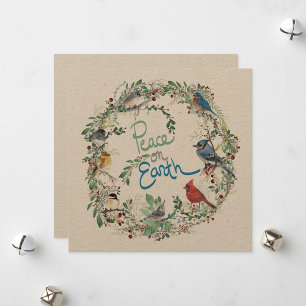 Cartes Pour Fêtes Annuelles La Paix Des Vacances Sur Terre Oiseaux Wreath