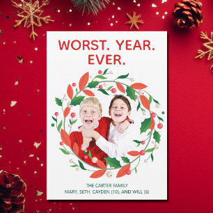 Cartes Pour Fêtes Annuelles La pire année jamais drôle Humour sombre Noël