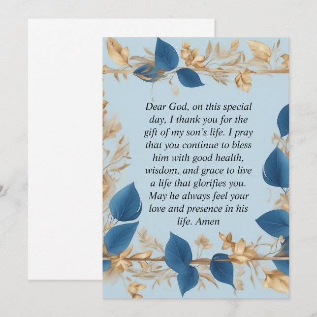 Cartes Pour Fêtes Annuelles La prière d'une mère pour son fils (Devant / Derrière)
