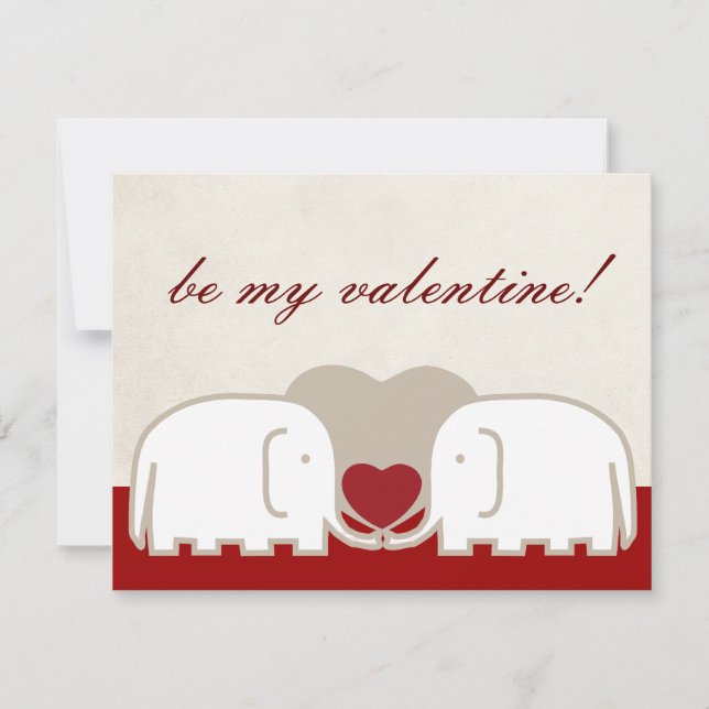 Cartes Pour Fêtes Annuelles la rangée des éléphants soit ma valentine (Devant)