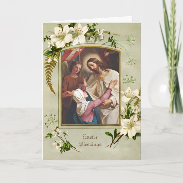 Cartes Pour Fêtes Annuelles La résurrection de Marie de Pâques catholique reli (Devant)