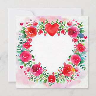 Cartes Pour Fêtes Annuelles La Saint-Valentin Aquarelle Fleurs et Cœur Vifs