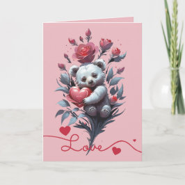 Cartes Pour Fêtes Annuelles La Saint-Valentin avec un ours en peluche riche