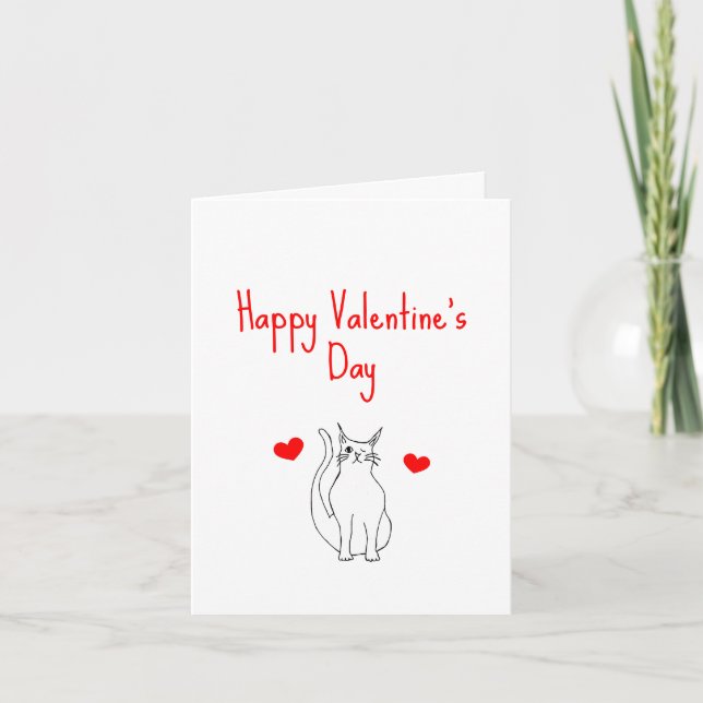 Cartes Pour Fêtes Annuelles La Saint-Valentin Cœurs Rouges Chat Mignon   (Devant)