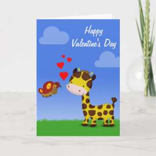 Cartes Pour Fêtes Annuelles La Saint-Valentin de la Girafe et du Papillon