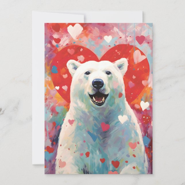 Cartes Pour Fêtes Annuelles La Saint-Valentin de l'ours polaire (Devant)
