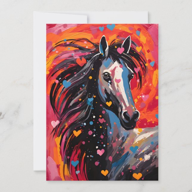 Cartes Pour Fêtes Annuelles La Saint-Valentin des chevaux (Devant)