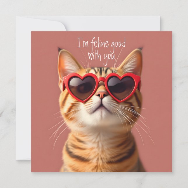 Cartes Pour Fêtes Annuelles La Saint-Valentin du chat impertinent (Devant)