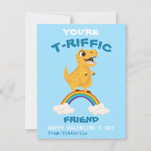 Cartes Pour Fêtes Annuelles La Saint-Valentin en classe enfants dinosaure arc-