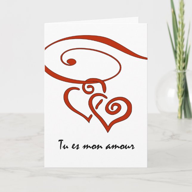 Cartes Pour Fêtes Annuelles La Saint-Valentin en français, coeurs (Devant)