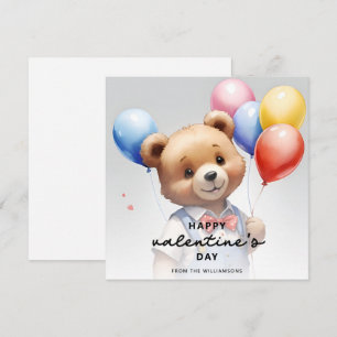 Cartes Pour Fêtes Annuelles La Saint-Valentin Ourson Aquarelle Mignon Avec Bal