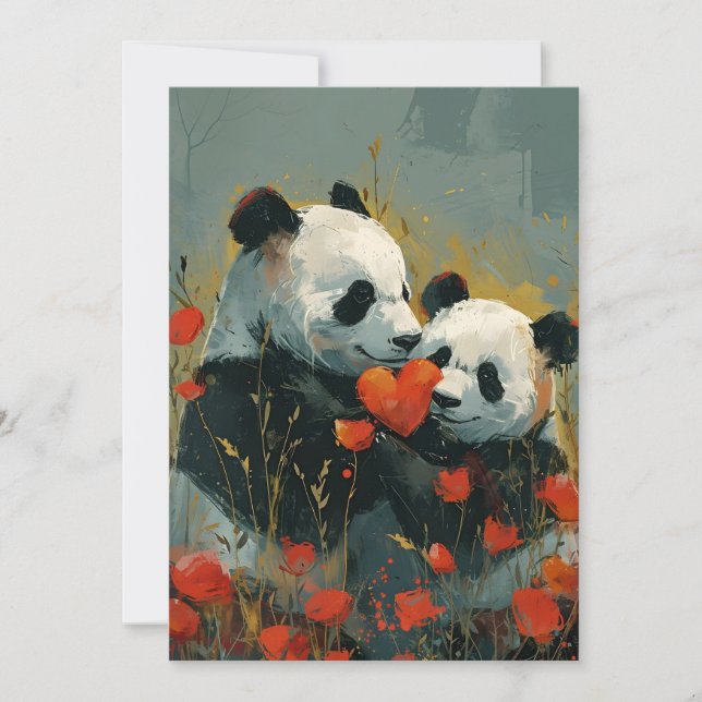 Cartes Pour Fêtes Annuelles La Saint-Valentin Panda  (Devant)