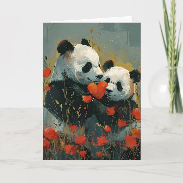 Cartes Pour Fêtes Annuelles La Saint-Valentin Panda  (Devant)