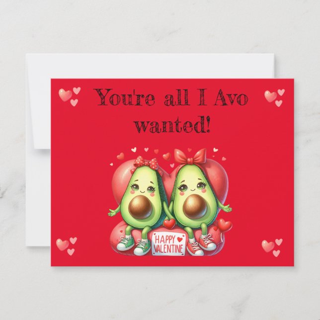 Cartes Pour Fêtes Annuelles la Saint-Valentin : punny. avocado (Devant)