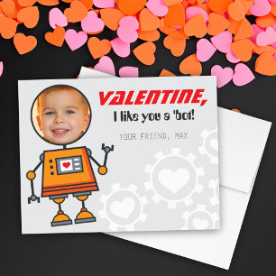 Cartes Pour Fêtes Annuelles La Saint-Valentin Robot Orange Photo Enfants Class