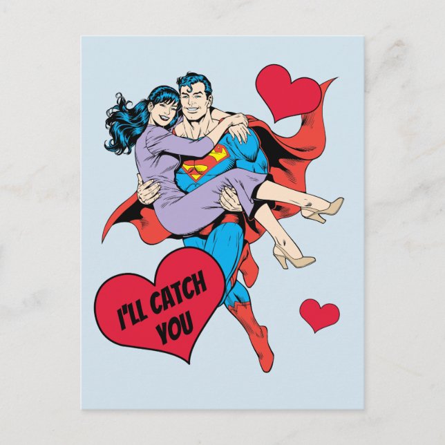 Cartes Pour Fêtes Annuelles La Saint-Valentin Superman | Je vais vous attraper (Devant)