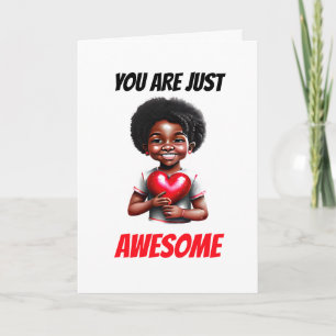 Cartes Pour Fêtes Annuelles La Saint Valentin, un garçon d'Amérique africaine