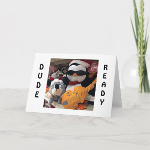 CARTES POUR FÊTES ANNUELLES LA SAISON DES VACANCES=PENQUIN ROCKIN'/CÉLÉBRATION