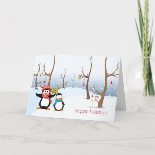 Cartes Pour Fêtes Annuelles La scène hivernale des Pingouins, Joyeuses Fêtes