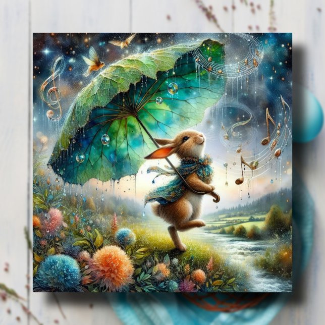 Cartes Pour Fêtes Annuelles La Sérénité de la Pluie de Bunny Pâques (Créateur téléchargé)