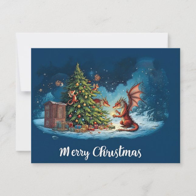 Cartes Pour Fêtes Annuelles La Soirée de Noël cosy du Dragon (Devant)