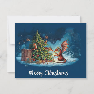 Cartes Pour Fêtes Annuelles La Soirée de Noël cosy du Dragon