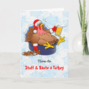 Cartes Pour Fêtes Annuelles La Turquie bourrée et arrosée (bière)