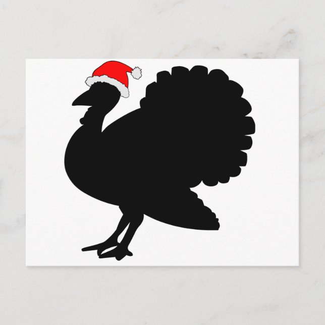 Cartes Pour Fêtes Annuelles La Turquie dans un Casquette de Noël (Devant)