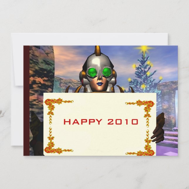 CARTES POUR FÊTES ANNUELLES LA VEILLE D'UN CYBORG DU NOUVEL AN (Devant)