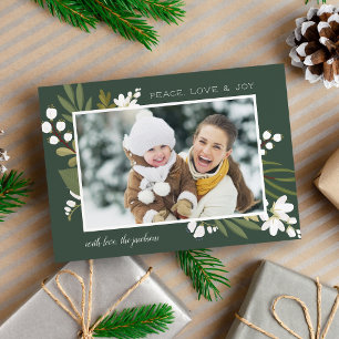 Cartes Pour Fêtes Annuelles La verdure d'hiver   Photo Love & Joy