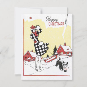 Cartes Pour Fêtes Annuelles La Vintage de Noël avec un chien dans les années 1