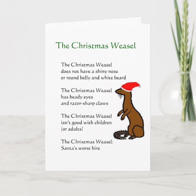 Cartes Pour Fêtes Annuelles La Weasel de Noël (Devant)