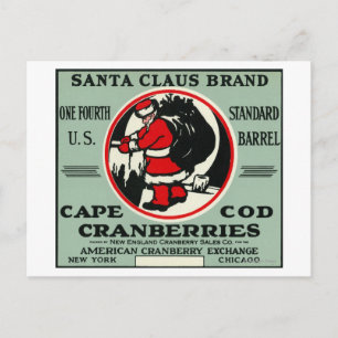 Cartes Pour Fêtes Annuelles Label Cape Cod Santa Claus Brand Cranberry