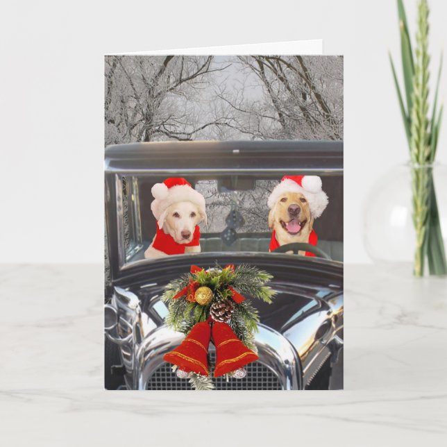 Cartes Pour Fêtes Annuelles Laboratoires de Noël en voiture (Devant)