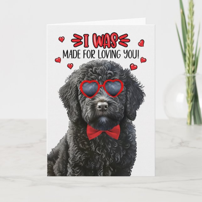 Cartes Pour Fêtes Annuelles Labradoodle noir fait pour vous aimer Valentine (Devant)