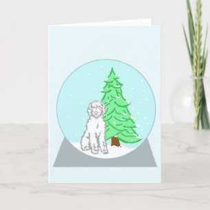 Cartes Pour Fêtes Annuelles Labradoodle Snow Globe Christmas Card