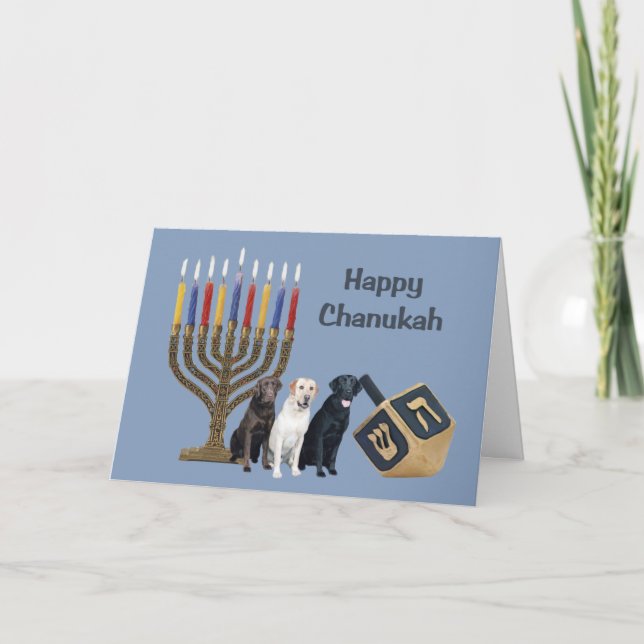 Cartes Pour Fêtes Annuelles Labrador Retriever Chanukah Card Menorah Dreidel (Devant)