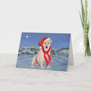 Cartes Pour Fêtes Annuelles Labrador Retriever jaune par une nuit hivernale