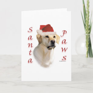 Cartes Pour Fêtes Annuelles Labrador Retriever (jaune) Père Noël Paws
