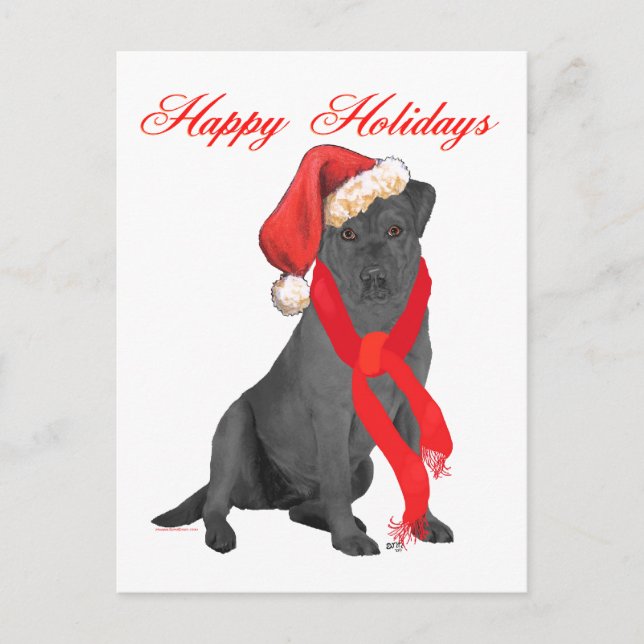 Cartes Pour Fêtes Annuelles Labrador Retriever noir de Noël (Devant)