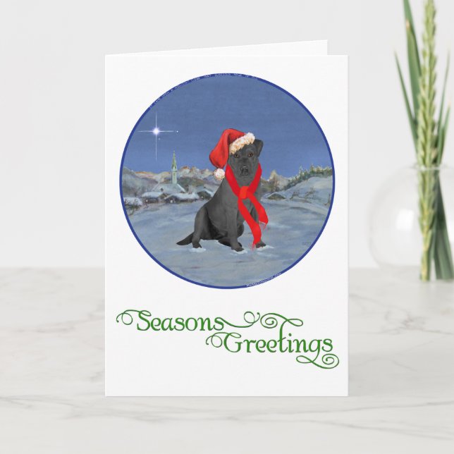 Cartes Pour Fêtes Annuelles Labrador Retriever noir Noël (Devant)