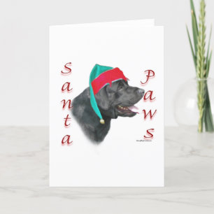 Cartes Pour Fêtes Annuelles Labrador Retriever (noir) Père Noël Paws