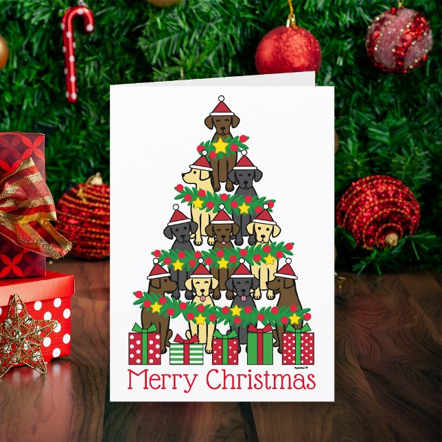 Cartes Pour Fêtes Annuelles Labradors Sapins de Noël (Christmas Tree Labradors Holiday Cards for Labrador Owners.  Labradors pretend cute Christmas Tree.)