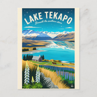 Cartes Pour Fêtes Annuelles Lac Tekapo Nouvelle-Zélande Affiches d'art de voya