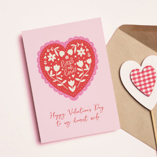 Cartes Pour Fêtes Annuelles Lace Doily Heart Hand-Drawn Valentine's Day