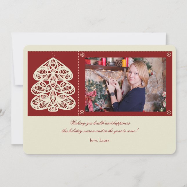 Cartes Pour Fêtes Annuelles Lace Tree photo Holiday Card (Devant)
