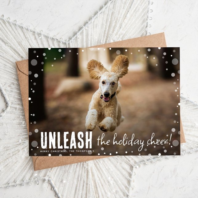 Cartes Pour Fêtes Annuelles Lâchez la Cheer ! Photo de chien Noël (Créateur téléchargé)
