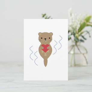 Cartes Pour Fêtes Annuelles L'adorable Otter qui embrasse un coeur